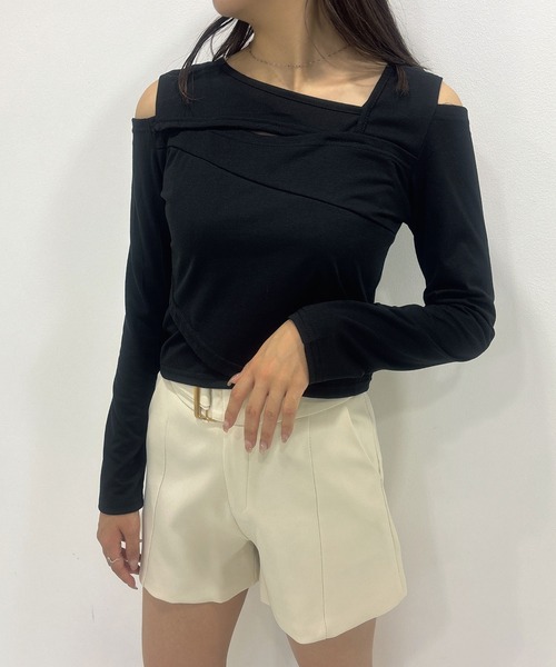 Newlyme(ニューリーミー)の「アシメントリーカットデザイントップス(Tシャツ/カットソー・レディース・ホワイト/ブラック/グレー・MEDIUM/LARGE/LL)」の10枚目の写真