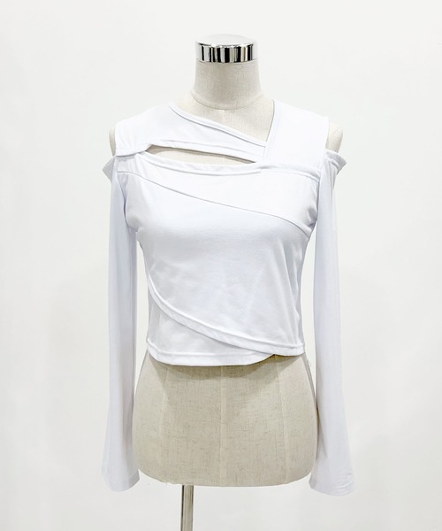 Newlyme(ニューリーミー)の「アシメントリーカットデザイントップス(Tシャツ/カットソー・レディース・ホワイト/ブラック/グレー・MEDIUM/LARGE/LL)」の11枚目の写真