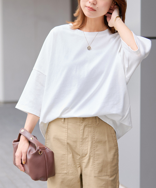 JOURNAL STANDARD relume(ジャーナルスタンダード レリューム)の「《追加2》タックコクーンプルオーバー(Tシャツ/カットソー・レディース・ブラック系その他/ホワイト/ライトグレー・FREE)」の1枚目の写真