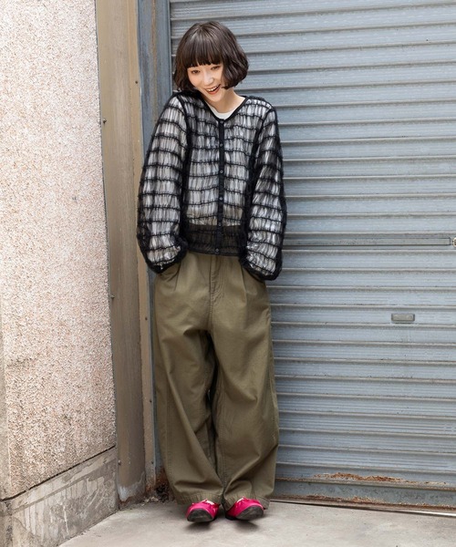 niko and...(ニコアンド)の「フリルチュールカーディガンプルオーバー(Tシャツ/カットソー・レディース・モカ/ブラック・LARGE/MEDIUM)」の4枚目の写真