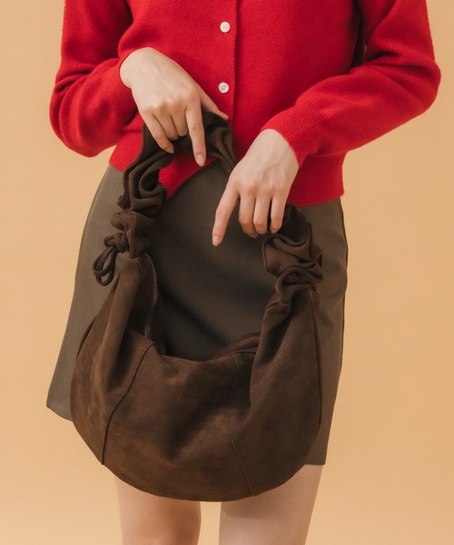 2WAYギャザーフリルショルダーバッグ / 秋服 春服 冬服スエード
