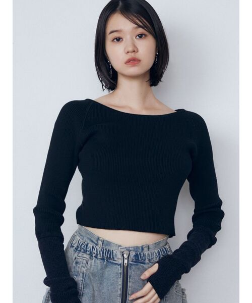 EMODA(エモダ)の「ハンドウォームリブニット(ニット/セーター・レディース・グレー/ブラック/アイボリー・FREE)」の4枚目の写真