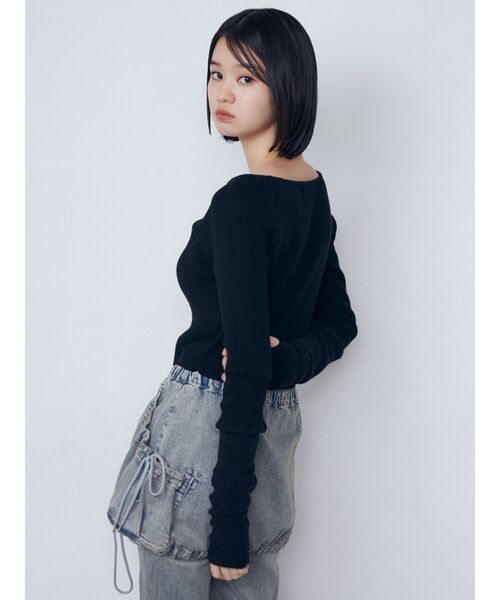 EMODA(エモダ)の「ハンドウォームリブニット(ニット/セーター・レディース・グレー/ブラック/アイボリー・FREE)」の6枚目の写真