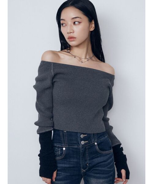 EMODA(エモダ)の「ハンドウォームリブニット(ニット/セーター・レディース・グレー/ブラック/アイボリー・FREE)」の14枚目の写真