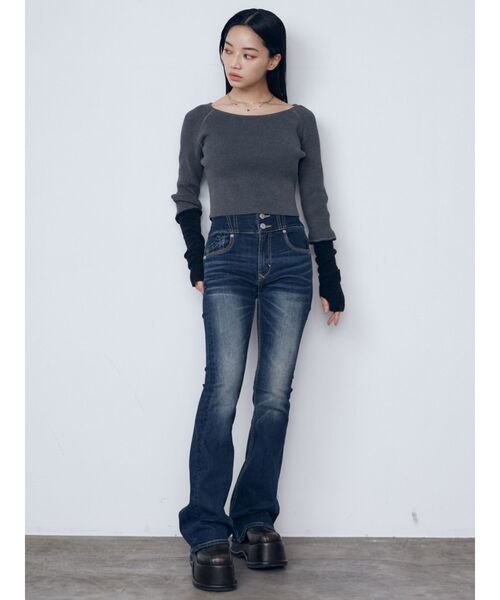 EMODA(エモダ)の「ハンドウォームリブニット(ニット/セーター・レディース・グレー/ブラック/アイボリー・FREE)」の16枚目の写真