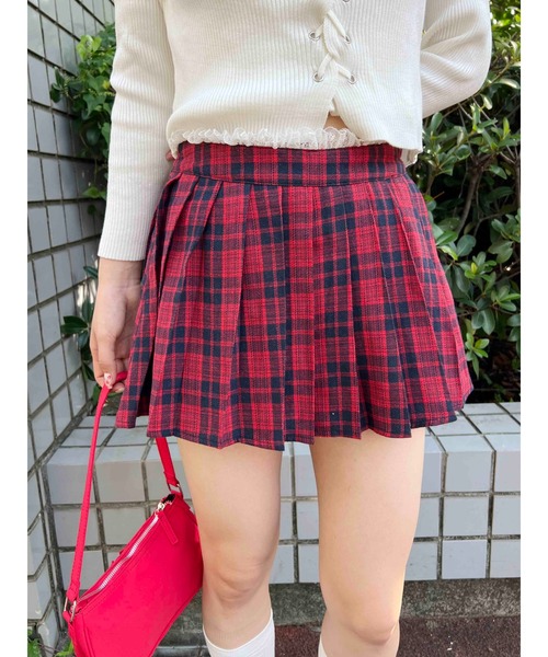 PHILLY（フィリー）の「【PHILLY】レースパイピングチェックミニスカパン（スカート・レディース・ブラック/グリーン/レッド・FREE）」の22枚目の写真