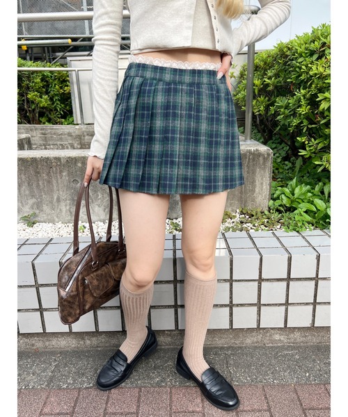 PHILLY（フィリー）の「【PHILLY】レースパイピングチェックミニスカパン（スカート・レディース・ブラック/グリーン/レッド・FREE）」の12枚目の写真