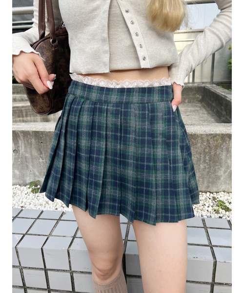 PHILLY（フィリー）の「【PHILLY】レースパイピングチェックミニスカパン（スカート・レディース・ブラック/グリーン/レッド・FREE）」の16枚目の写真