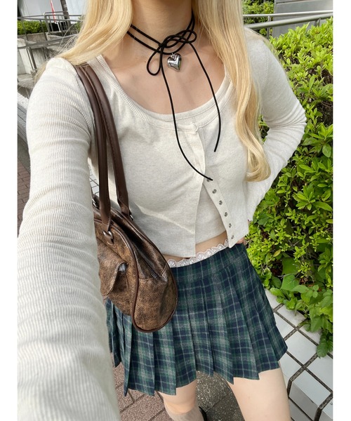 PHILLY（フィリー）の「【PHILLY】レースパイピングチェックミニスカパン（スカート・レディース・ブラック/グリーン/レッド・FREE）」の20枚目の写真