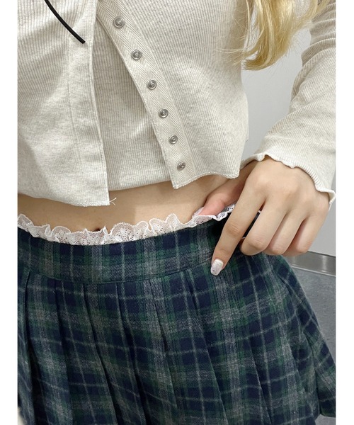 PHILLY（フィリー）の「【PHILLY】レースパイピングチェックミニスカパン（スカート・レディース・ブラック/グリーン/レッド・FREE）」の21枚目の写真