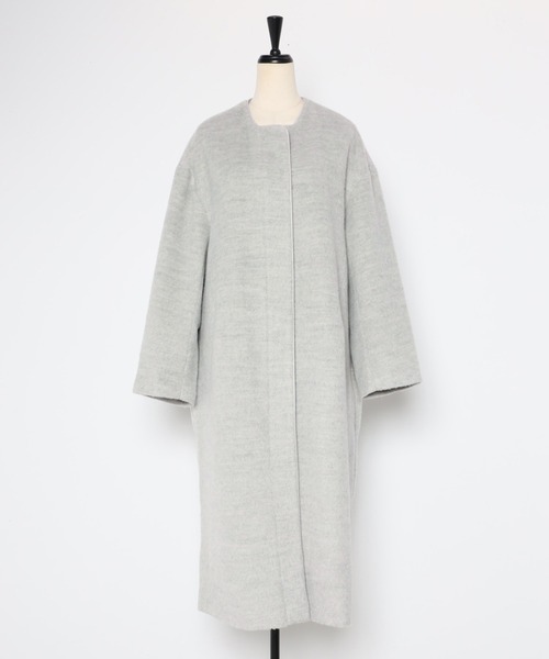 Bonjour Sagan（ボンジュールサガン）の「パイピングシャギーロングコート（ノーカラーコート・レディース・ネイビー/マスタード/ライトグレー/ブラック/ブラウン系その他・FREE）」の13枚目の写真