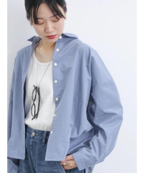 Samansa Mos2 blue(サマンサモスモスブルー)の「◎裾タックシャツ(シャツ/ブラウス・レディース・ブルー/チャコールグレー/ライトベージュ・F)」の8枚目の写真