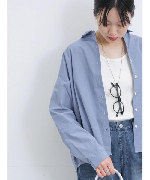 Samansa Mos2 blue(サマンサモスモスブルー)の「◎裾タックシャツ(シャツ/ブラウス・レディース・ブルー/チャコールグレー/ライトベージュ・F)」の9枚目の写真