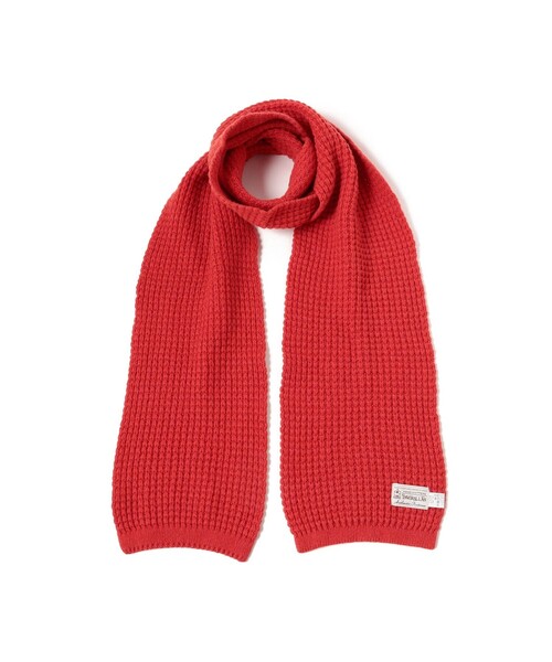 INVERALLAN（インバーアラン）の「INVERALLAN / Pineapple Stitch Scarf（マフラー・メンズ・グレー/レッド・ONE SIZE）」の2枚目の写真