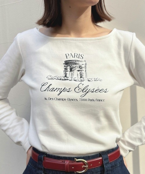 an another angelus（アンアナザーアンジェラス）の「シャンゼリゼ通りプリントロンＴ/ananotherangelus/fint　フィント（Tシャツ/カットソー・レディース・オフホワイト/ライトグレー・FREE）」の2枚目の写真