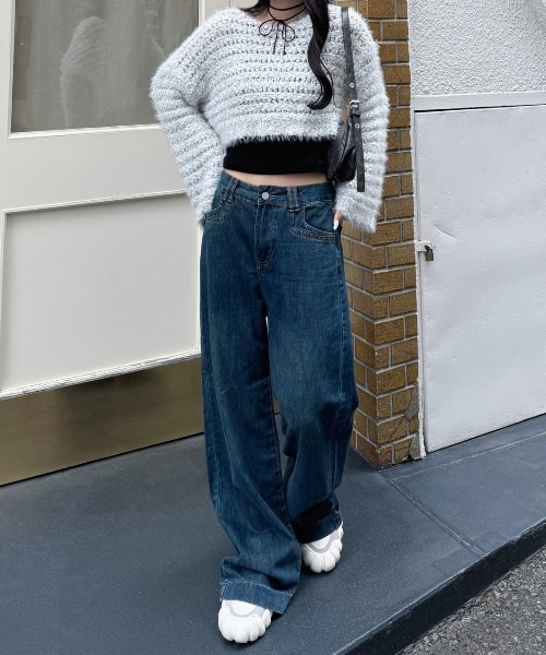 nemne store（ネンネストア）の「《Delfy》ワイドバギーデニムパンツ（デニムパンツ・レディース・インディゴブルー・MEDIUM/SMALL）」の6枚目の写真