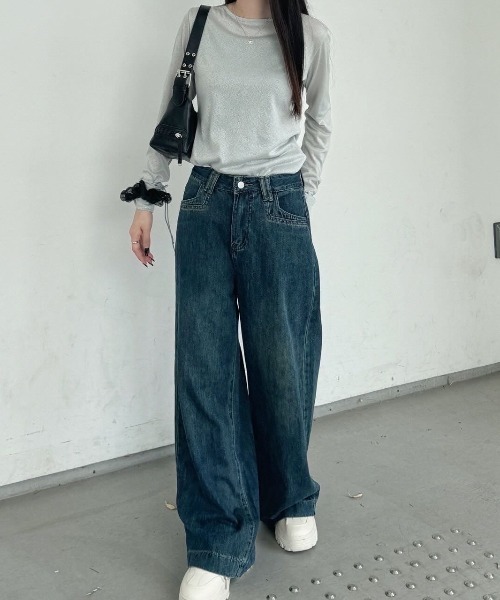 nemne store（ネンネストア）の「《Delfy》ワイドバギーデニムパンツ（デニムパンツ・レディース・インディゴブルー・MEDIUM/SMALL）」の2枚目の写真