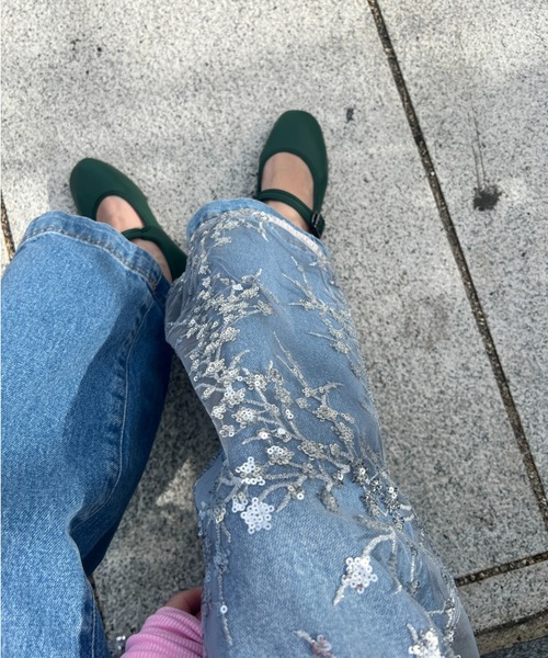 StyleSea（スタイルシー）の「ストラップ付きラウンドトゥフラットシューズ（バレエシューズ・レディース・ブラック/アイボリー/グリーン/レオパード・22.5cm/23cm/23.5cm/24cm/24.5cm/25cm/24.5㎝/25㎝）」の12枚目の写真