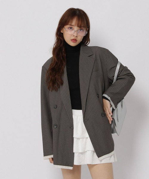 3.3 Field Trip （3.3フィールドトリップ）の「3.3 Field Trip／ダメージＷテーラージャケット（テーラードジャケット・レディース・ベージュ/グレー・FREE）」の2枚目の写真