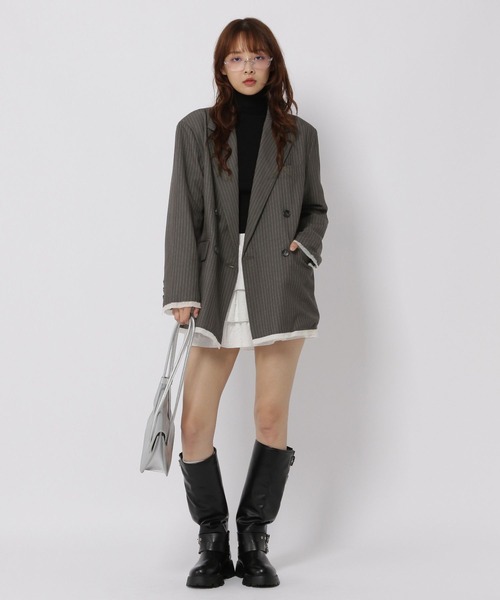 3.3 Field Trip （3.3フィールドトリップ）の「3.3 Field Trip／ダメージＷテーラージャケット（テーラードジャケット・レディース・ベージュ/グレー・FREE）」の3枚目の写真