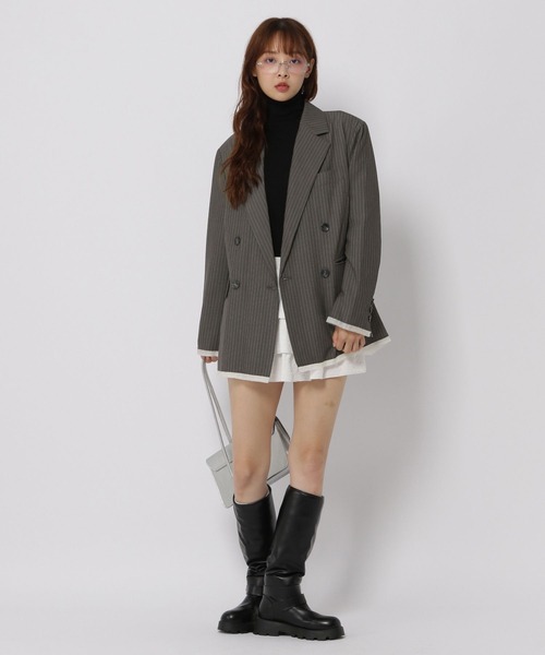 3.3 Field Trip （3.3フィールドトリップ）の「3.3 Field Trip／ダメージＷテーラージャケット（テーラードジャケット・レディース・ベージュ/グレー・FREE）」の4枚目の写真