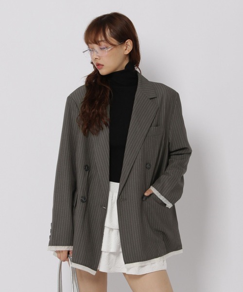 3.3 Field Trip （3.3フィールドトリップ）の「3.3 Field Trip／ダメージＷテーラージャケット（テーラードジャケット・レディース・ベージュ/グレー・FREE）」の8枚目の写真