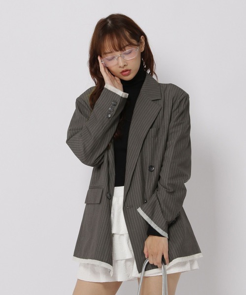 3.3 Field Trip （3.3フィールドトリップ）の「3.3 Field Trip／ダメージＷテーラージャケット（テーラードジャケット・レディース・ベージュ/グレー・FREE）」の9枚目の写真