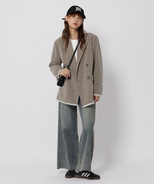3.3 Field Trip （3.3フィールドトリップ）の「3.3 Field Trip／ダメージＷテーラージャケット（テーラードジャケット・レディース・ベージュ/グレー・FREE）」の12枚目の写真