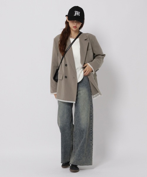 3.3 Field Trip （3.3フィールドトリップ）の「3.3 Field Trip／ダメージＷテーラージャケット（テーラードジャケット・レディース・ベージュ/グレー・FREE）」の13枚目の写真