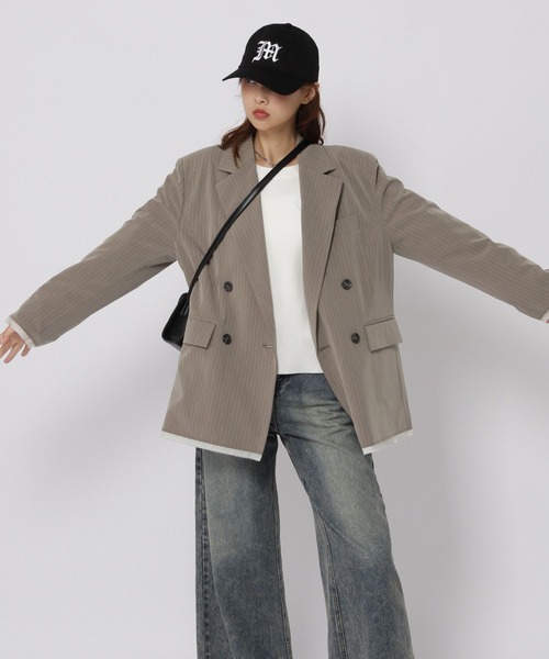 3.3 Field Trip （3.3フィールドトリップ）の「3.3 Field Trip／ダメージＷテーラージャケット（テーラードジャケット・レディース・ベージュ/グレー・FREE）」の16枚目の写真