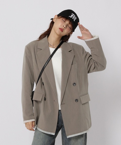 3.3 Field Trip （3.3フィールドトリップ）の「3.3 Field Trip／ダメージＷテーラージャケット（テーラードジャケット・レディース・ベージュ/グレー・FREE）」の17枚目の写真