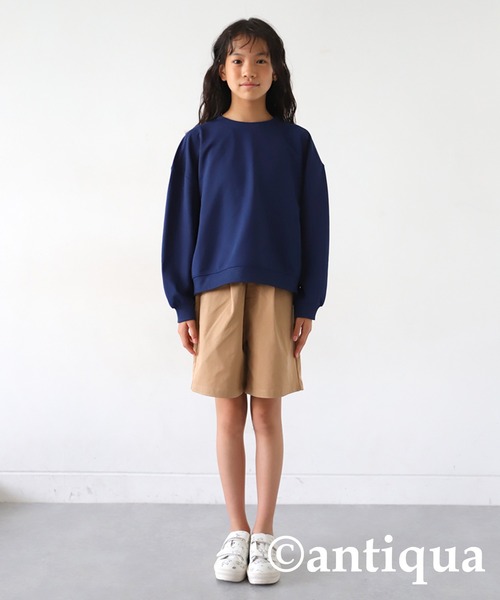 antiqua（アンティカ）の「ショート丈トップス（スウェット・キッズ・チャコールグレー/スミクロ/ネイビー/ブラック/ライトグリーン/ホワイト・140/160/150）」の7枚目の写真