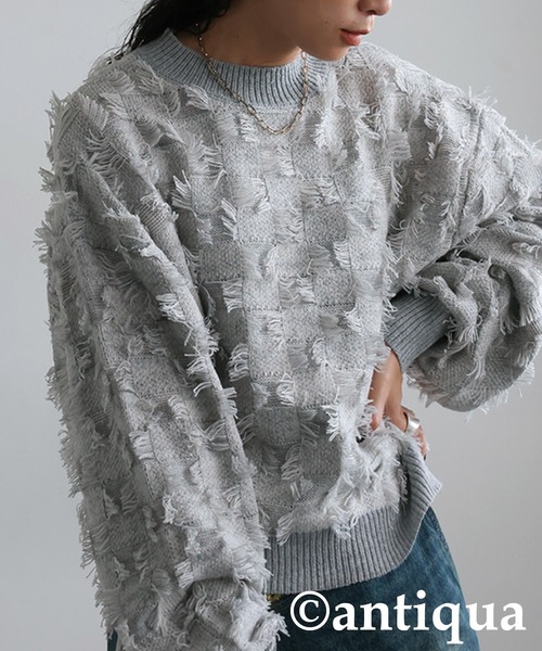 antiqua(アンティカ)の「フリンジチェックトップス(その他トップス・レディース・ブラック/グレー・ONESIZE)」の12枚目の写真