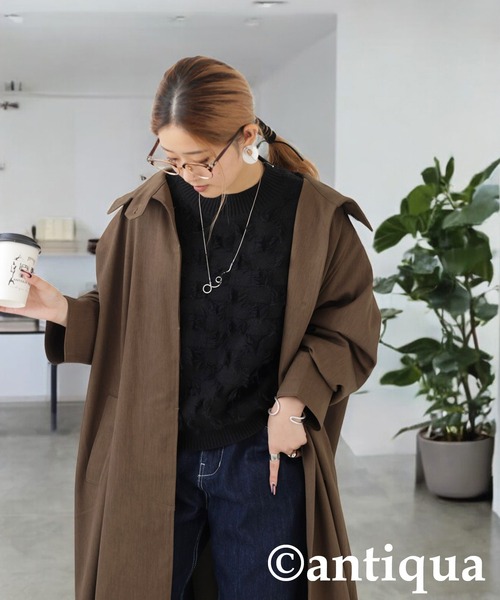 antiqua(アンティカ)の「フリンジチェックトップス(その他トップス・レディース・ブラック/グレー・ONESIZE)」の5枚目の写真