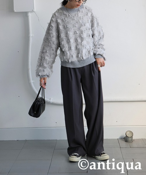 antiqua(アンティカ)の「フリンジチェックトップス(その他トップス・レディース・ブラック/グレー・ONESIZE)」の8枚目の写真