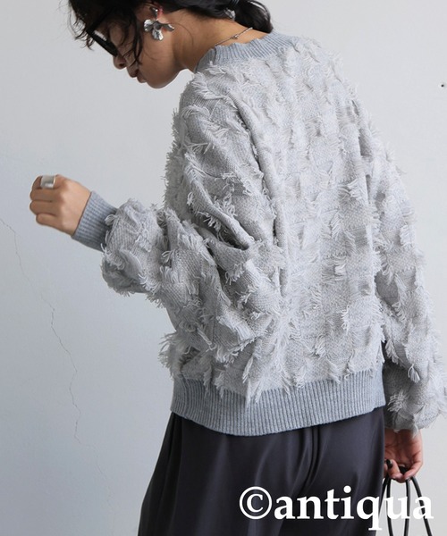 antiqua(アンティカ)の「フリンジチェックトップス(その他トップス・レディース・ブラック/グレー・ONESIZE)」の9枚目の写真