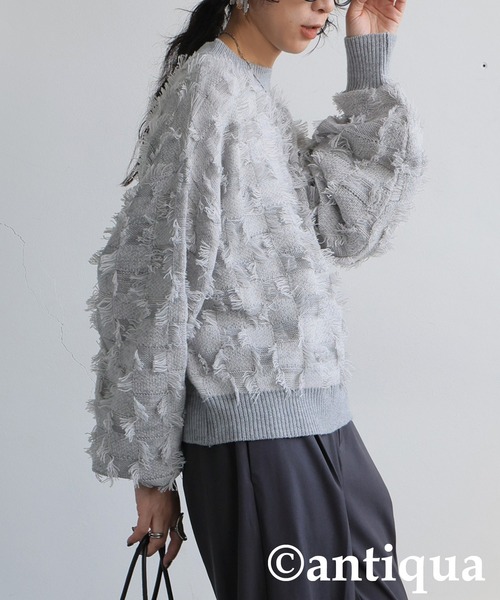 antiqua(アンティカ)の「フリンジチェックトップス(その他トップス・レディース・ブラック/グレー・ONESIZE)」の10枚目の写真