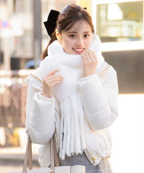 WILLSELECTION（ウィルセレクション）の「もこもこストール（マフラー・レディース・グリーン/オフホワイト/ピンク/ラベンダー/コーラルピンク/ダークブラウン・FREE）」の2枚目の写真