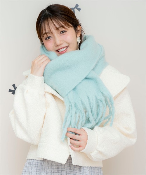 WILLSELECTION（ウィルセレクション）の「もこもこストール（マフラー・レディース・グリーン/オフホワイト/ピンク/ラベンダー/コーラルピンク/ダークブラウン・FREE）」の3枚目の写真