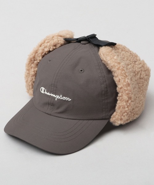 Champion（チャンピオン）の「コットンナイロン タフタ ボアイヤーフラップ付き フライトキャップ（キャップ・メンズ・ブラック/アイボリー/チャコール・FREE）」の7枚目の写真