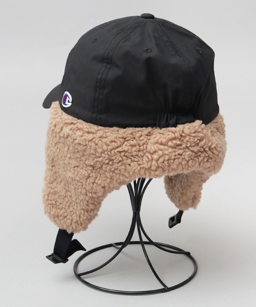 Champion（チャンピオン）の「コットンナイロン タフタ ボアイヤーフラップ付き フライトキャップ（キャップ・メンズ・ブラック/アイボリー/チャコール・FREE）」の8枚目の写真