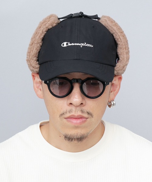 Champion（チャンピオン）の「コットンナイロン タフタ ボアイヤーフラップ付き フライトキャップ（キャップ・メンズ・ブラック/アイボリー/チャコール・FREE）」の18枚目の写真