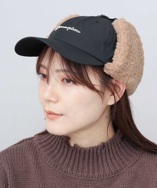 Champion（チャンピオン）の「コットンナイロン タフタ ボアイヤーフラップ付き フライトキャップ（キャップ・メンズ・ブラック/アイボリー/チャコール・FREE）」の14枚目の写真