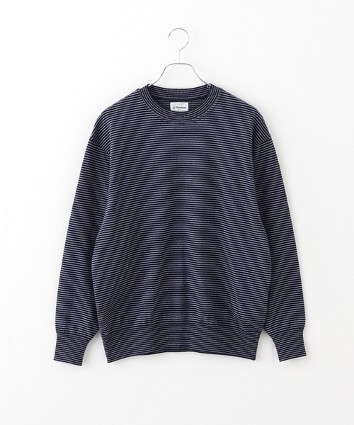 Yonetomi（ヨネトミ）の「別注【YONETOMI/ヨネトミ】*RELUME WAVE COTTON KNIT BORDER（ニット/セーター・レディース・チャコールグレー/ブラウン/ネイビー・SMALL）」の3枚目の写真