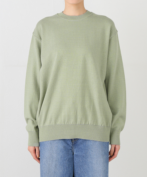 Yonetomi（ヨネトミ）の「別注【YONETOMI/ヨネトミ】*RELUME WAVE COTTON KNIT BORDER（ニット/セーター・レディース・チャコールグレー/ブラウン/ネイビー・SMALL）」の4枚目の写真