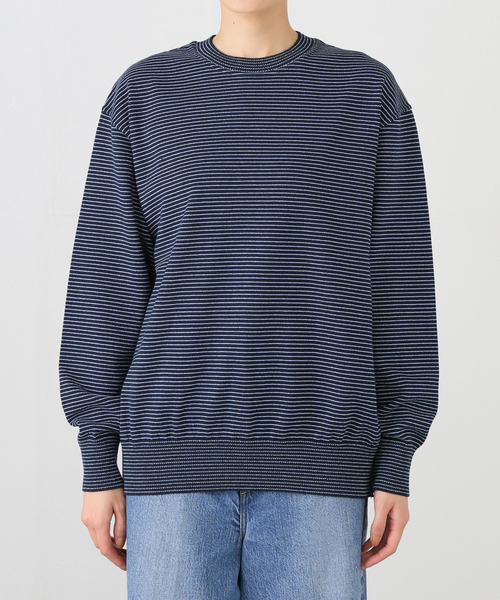 Yonetomi（ヨネトミ）の「別注【YONETOMI/ヨネトミ】*RELUME WAVE COTTON KNIT BORDER（ニット/セーター・レディース・チャコールグレー/ブラウン/ネイビー・SMALL）」の6枚目の写真