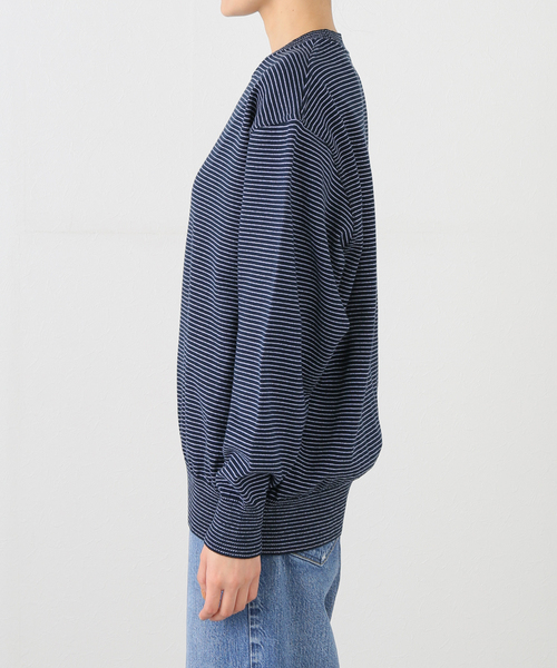 Yonetomi（ヨネトミ）の「別注【YONETOMI/ヨネトミ】*RELUME WAVE COTTON KNIT BORDER（ニット/セーター・レディース・チャコールグレー/ブラウン/ネイビー・SMALL）」の9枚目の写真