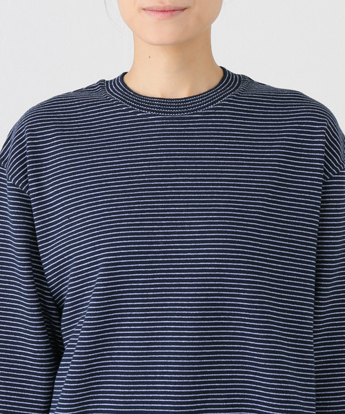 Yonetomi（ヨネトミ）の「別注【YONETOMI/ヨネトミ】*RELUME WAVE COTTON KNIT BORDER（ニット/セーター・レディース・チャコールグレー/ブラウン/ネイビー・SMALL）」の11枚目の写真