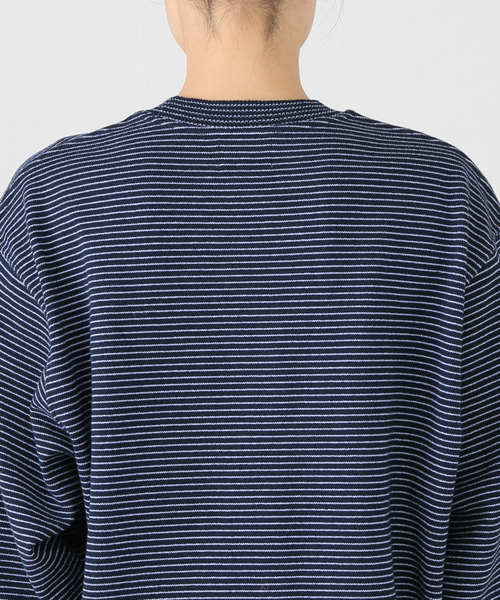 Yonetomi（ヨネトミ）の「別注【YONETOMI/ヨネトミ】*RELUME WAVE COTTON KNIT BORDER（ニット/セーター・レディース・チャコールグレー/ブラウン/ネイビー・SMALL）」の12枚目の写真