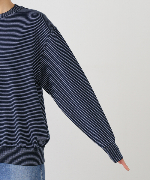 Yonetomi（ヨネトミ）の「別注【YONETOMI/ヨネトミ】*RELUME WAVE COTTON KNIT BORDER（ニット/セーター・レディース・チャコールグレー/ブラウン/ネイビー・SMALL）」の13枚目の写真